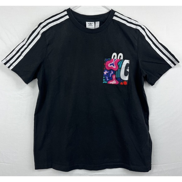 adidas Tops - EUC Adidas Originals Womens Black 3-Stripe Trefoil Peek-A-Boo Pocket T-Shirt L